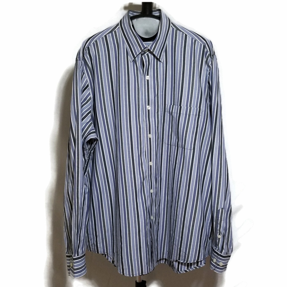 Tasso Elba Stripe Blue Button Down Dress Shirt